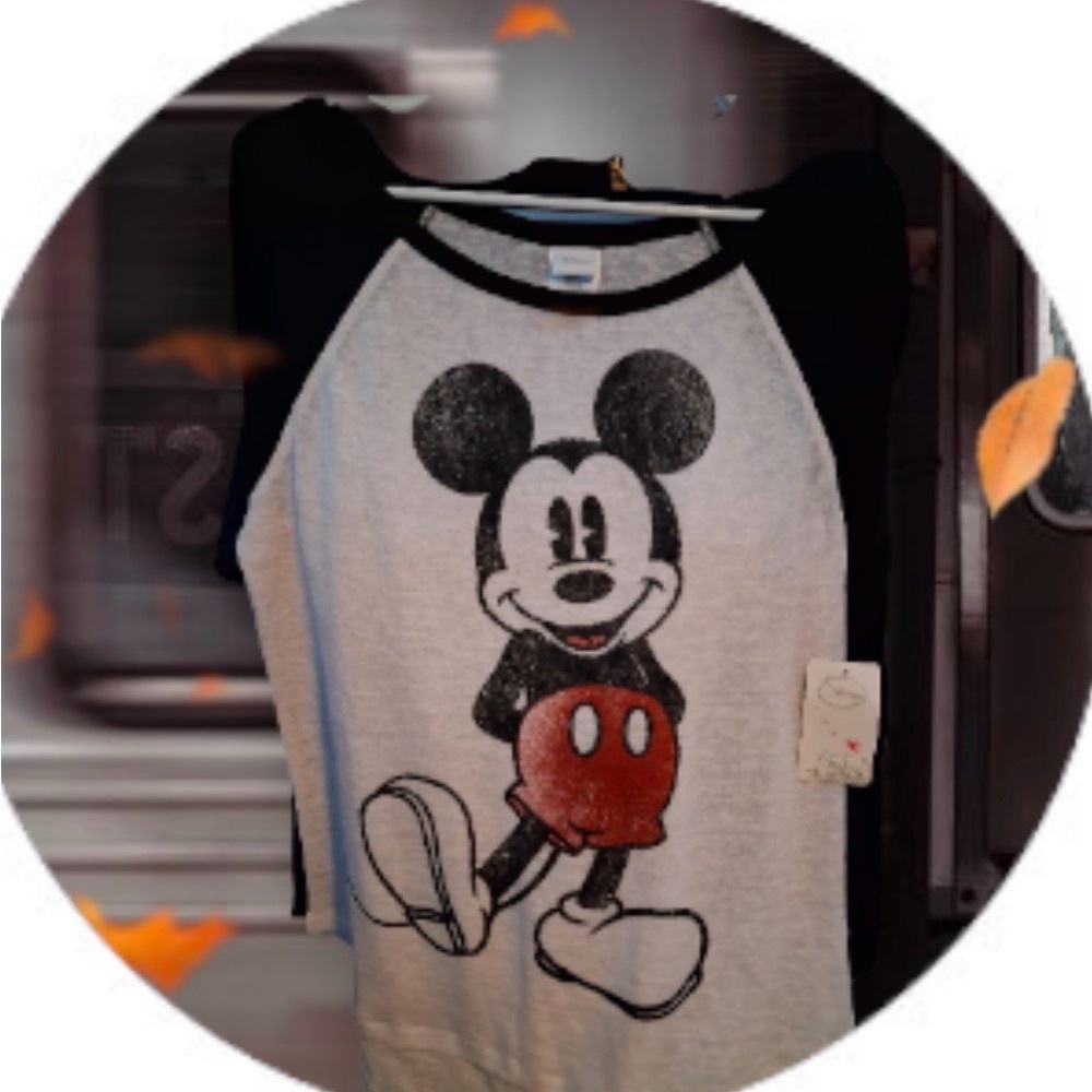 Disney Mickey Mouse Raglan Tee - Black and White